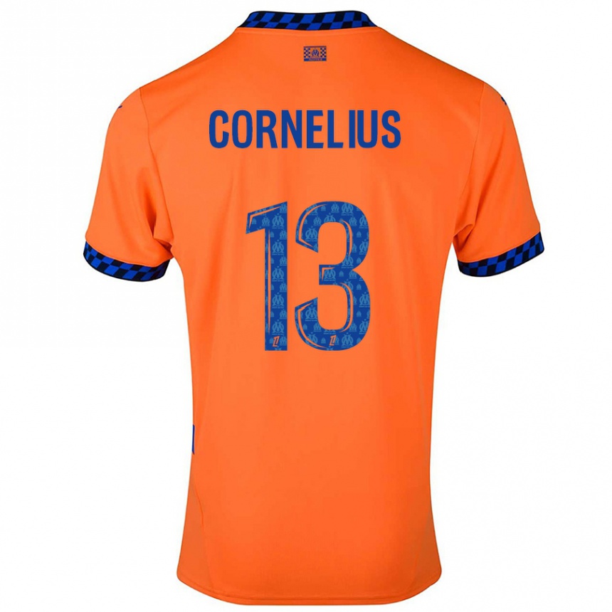 Kids Football Derek Cornelius #13 Orange Dark Blue Third Jersey 2024/25 T-Shirt