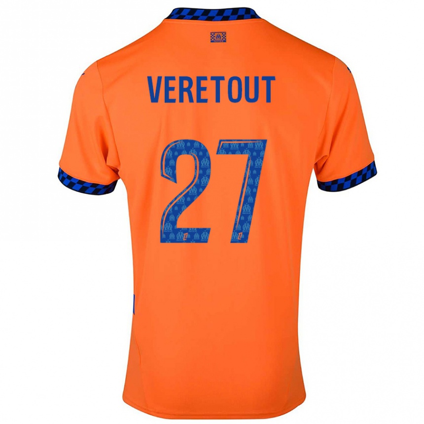 Kids Football Jordan Veretout #27 Orange Dark Blue Third Jersey 2024/25 T-Shirt