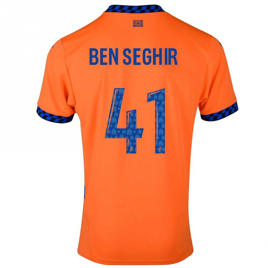 Kids Football Salim Ben Seghir #41 Orange Dark Blue Third Jersey 2024/25 T-Shirt