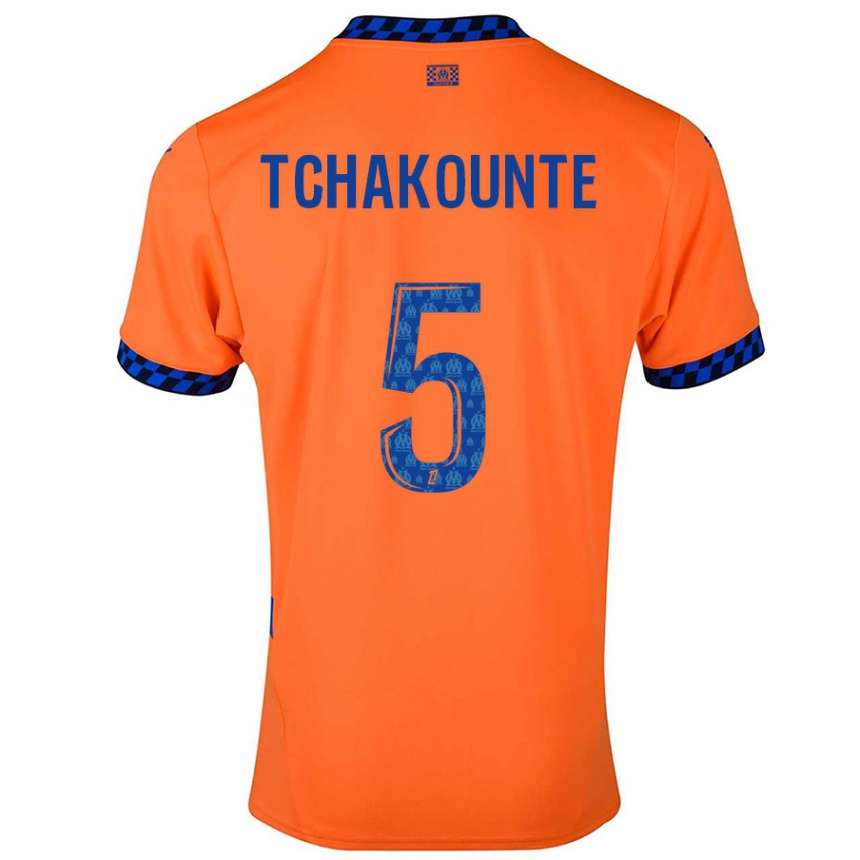 Kids Football Annaëlle Tchakounté #5 Orange Dark Blue Third Jersey 2024/25 T-Shirt