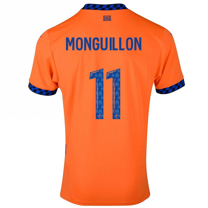 Kids Football Coralie Monguillon #11 Orange Dark Blue Third Jersey 2024/25 T-Shirt