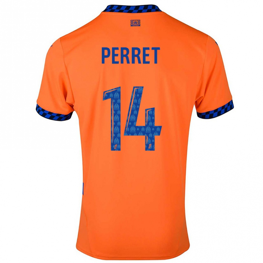 Kids Football Jenny Perret #14 Orange Dark Blue Third Jersey 2024/25 T-Shirt