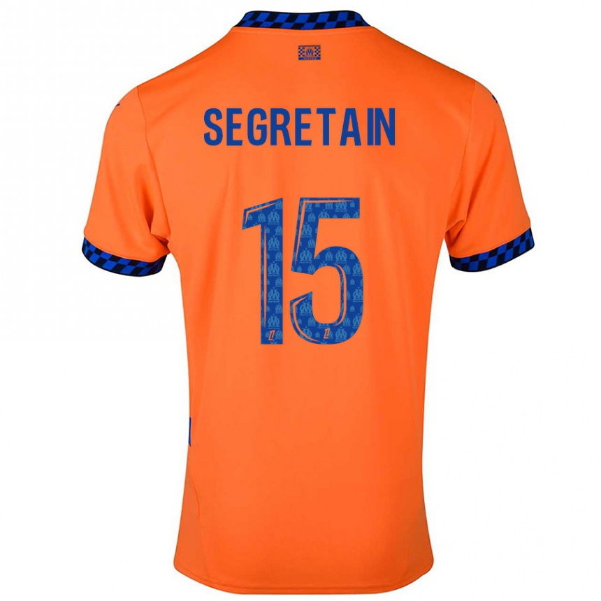 Kids Football Julie Ségrétain #15 Orange Dark Blue Third Jersey 2024/25 T-Shirt