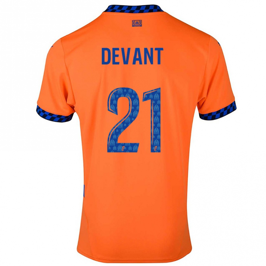 Kids Football Caroline Devant #21 Orange Dark Blue Third Jersey 2024/25 T-Shirt