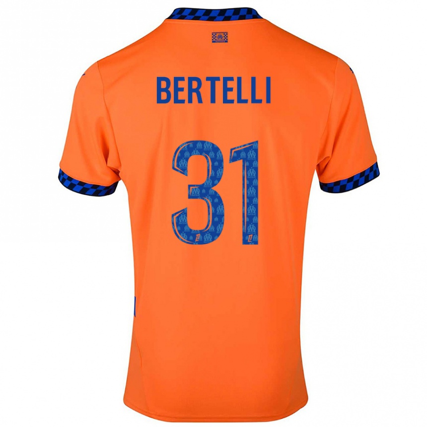 Kids Football Ugo Bertelli #31 Orange Dark Blue Third Jersey 2024/25 T-Shirt