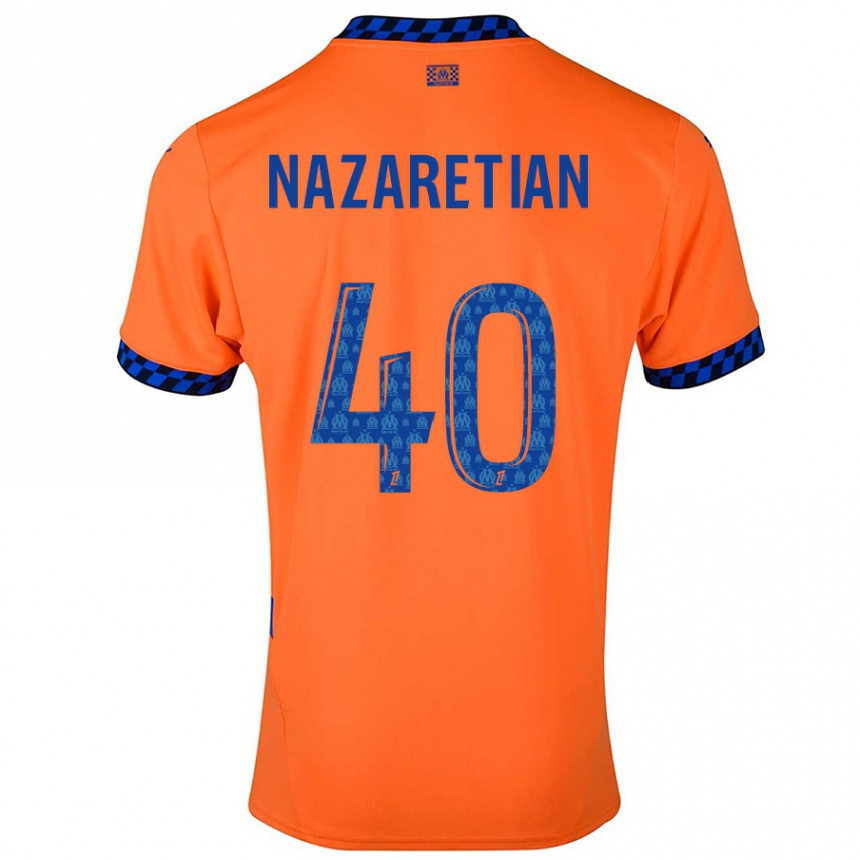 Kids Football Manuel Nazaretian #40 Orange Dark Blue Third Jersey 2024/25 T-Shirt