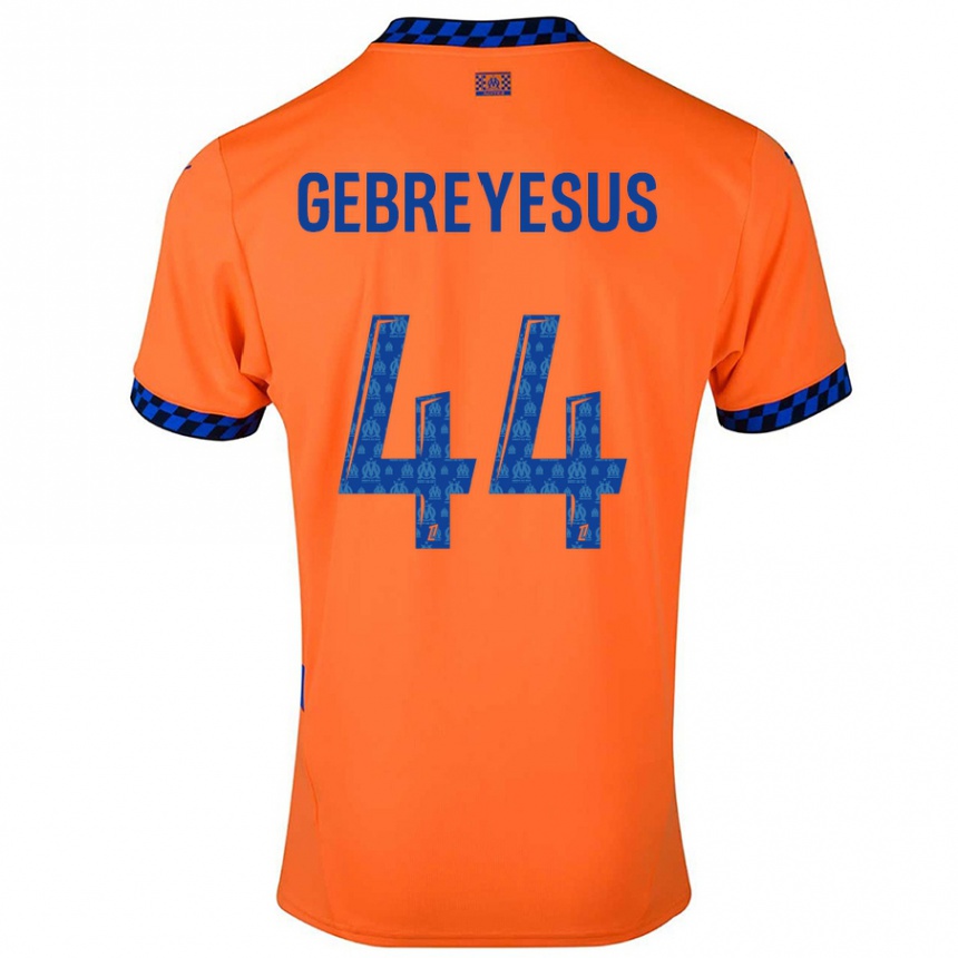 Kids Football Esey Gebreyesus #44 Orange Dark Blue Third Jersey 2024/25 T-Shirt