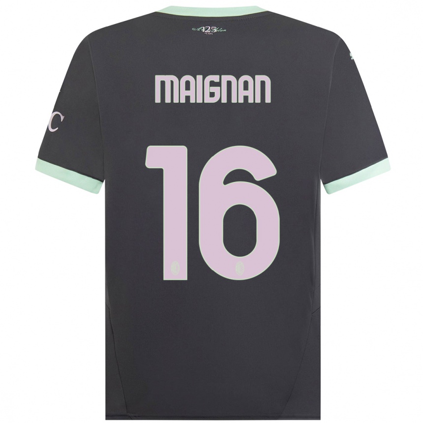 Kids Football Mike Maignan #16 Grey Third Jersey 2024/25 T-Shirt