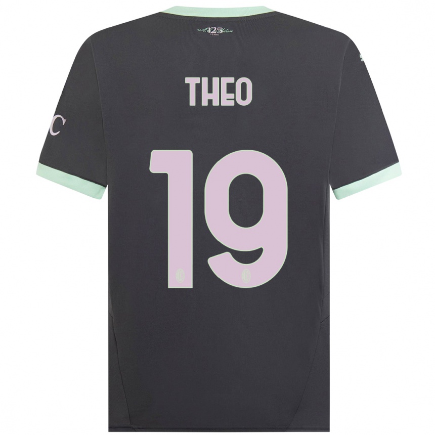 Kids Football Theo Hernandez #19 Grey Third Jersey 2024/25 T-Shirt