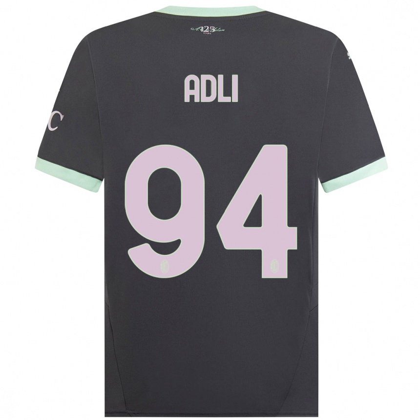 Kids Football Yacine Adli #94 Grey Third Jersey 2024/25 T-Shirt