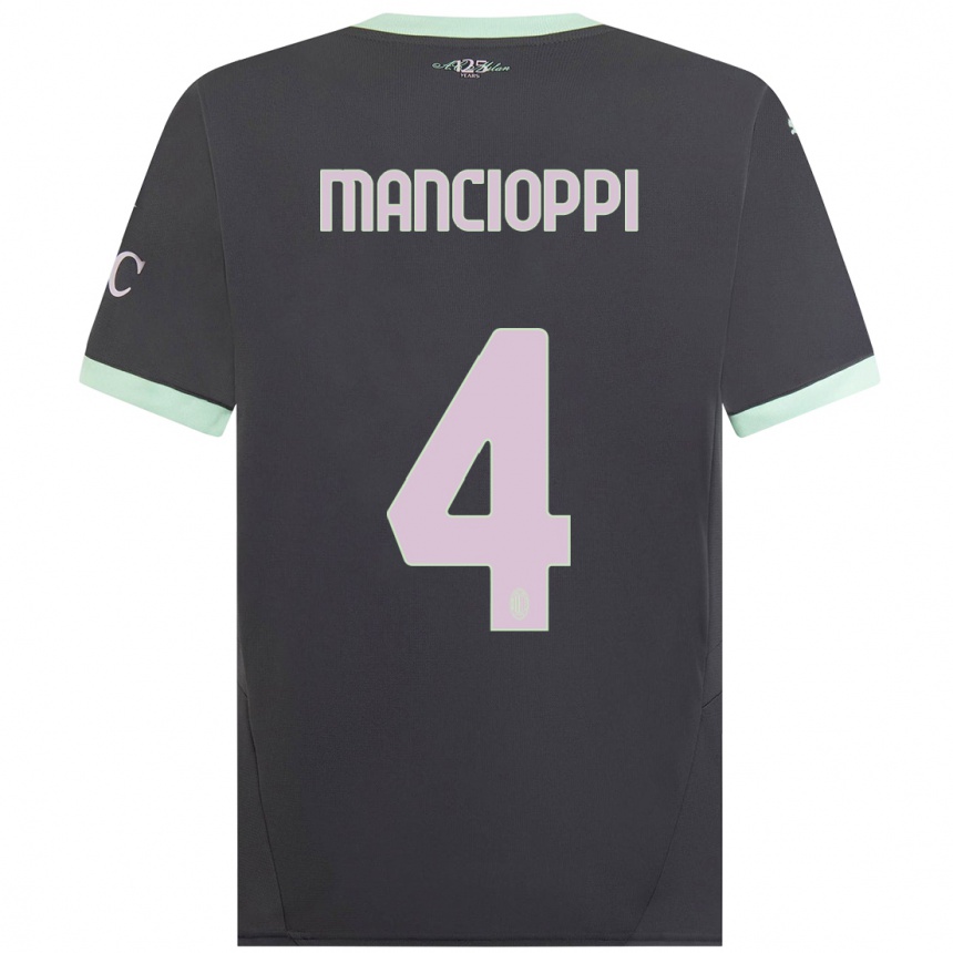 Kids Football Tommaso Mancioppi #4 Grey Third Jersey 2024/25 T-Shirt