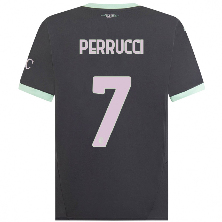 Kids Football Vincenzo Perrucci #7 Grey Third Jersey 2024/25 T-Shirt