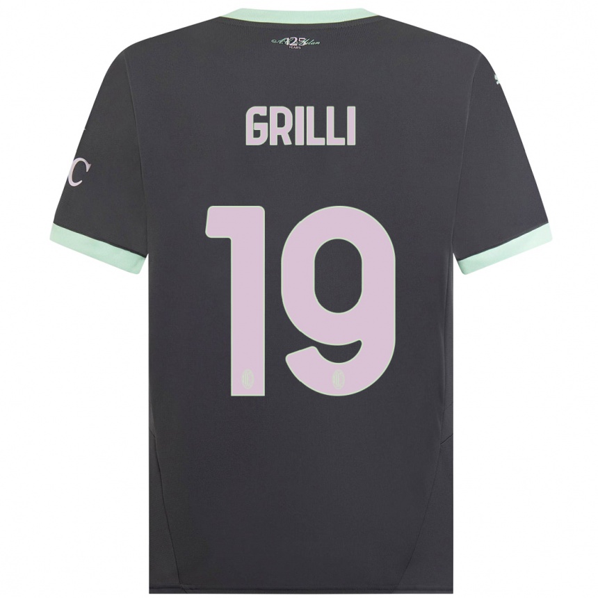 Kids Football Lorenzo Grilli #19 Grey Third Jersey 2024/25 T-Shirt