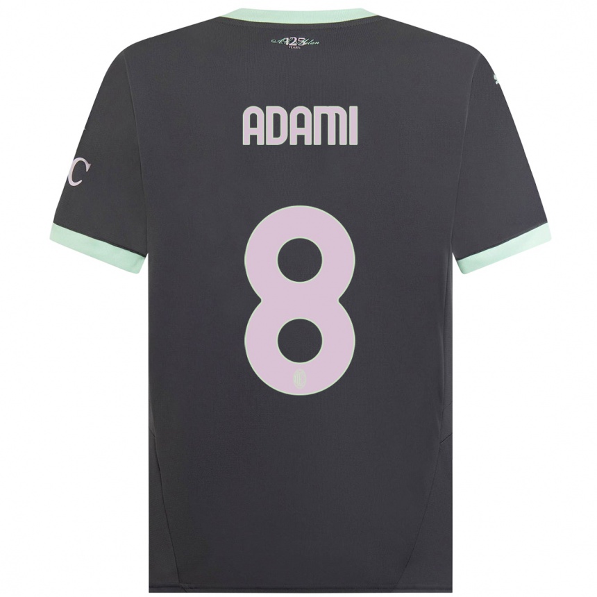 Kids Football Greta Adami #8 Grey Third Jersey 2024/25 T-Shirt