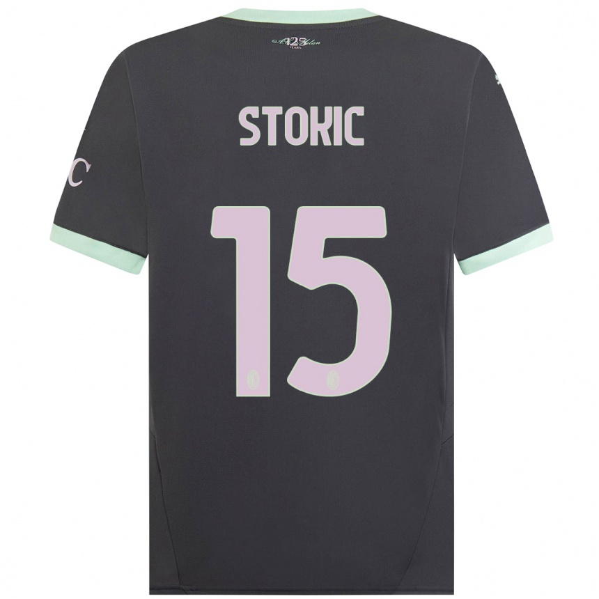 Kids Football Sara Stokić #15 Grey Third Jersey 2024/25 T-Shirt