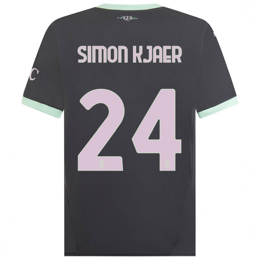 Kids Football Simon Kjaer #24 Grey Third Jersey 2024/25 T-Shirt