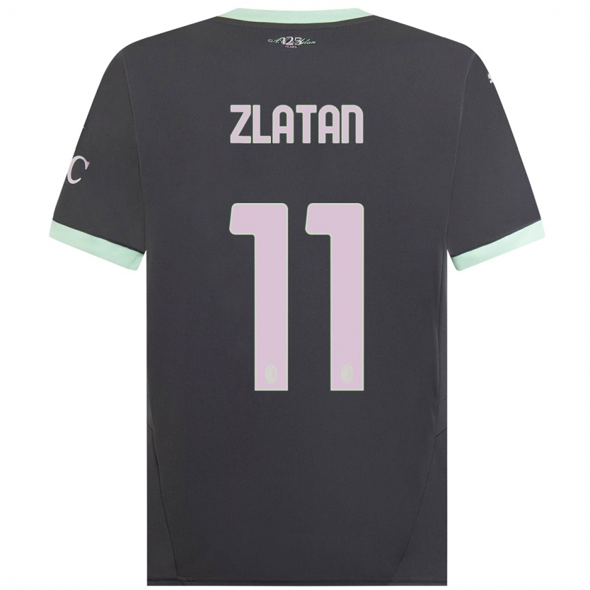 Kids Football Zlatan Ibrahimovic #11 Grey Third Jersey 2024/25 T-Shirt