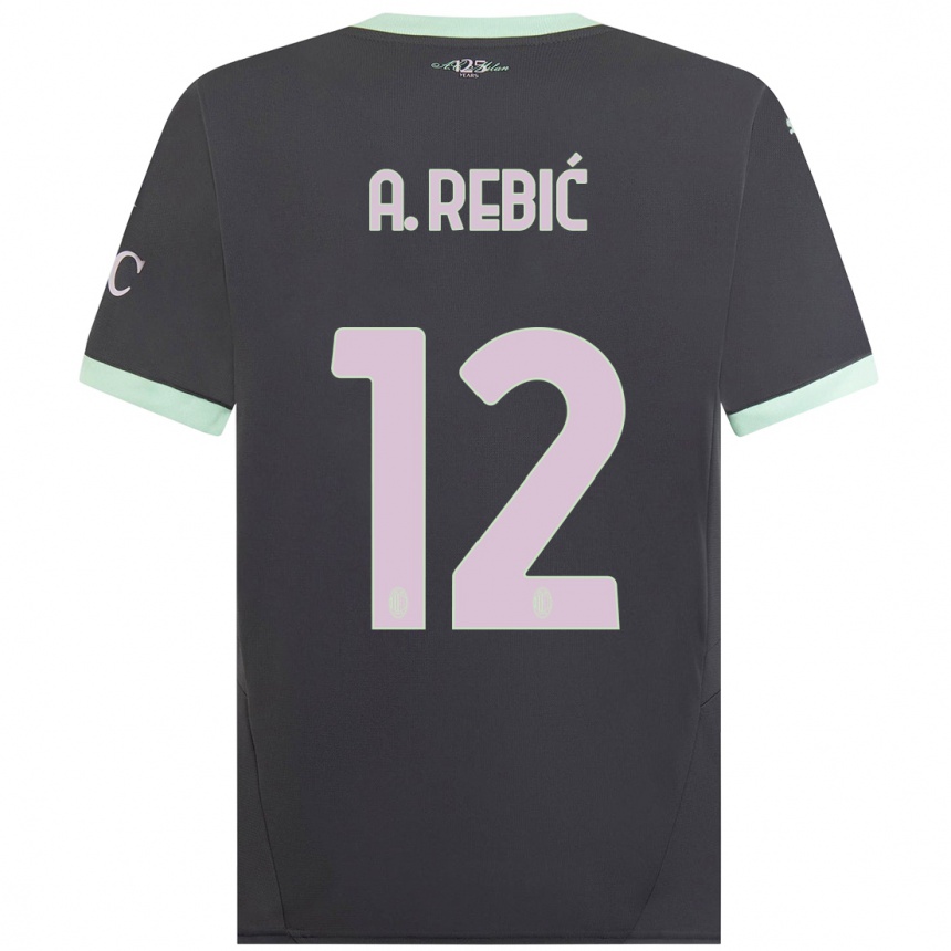 Kids Football Ante Rebic #12 Grey Third Jersey 2024/25 T-Shirt