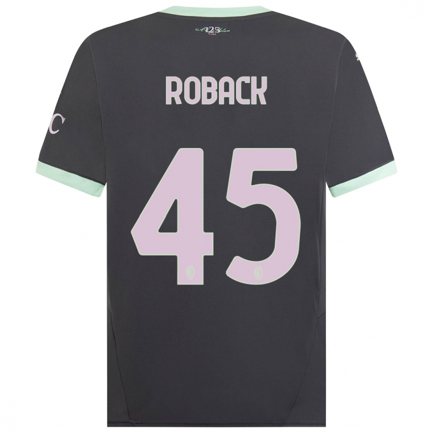 Kids Football Emil Roback #45 Grey Third Jersey 2024/25 T-Shirt