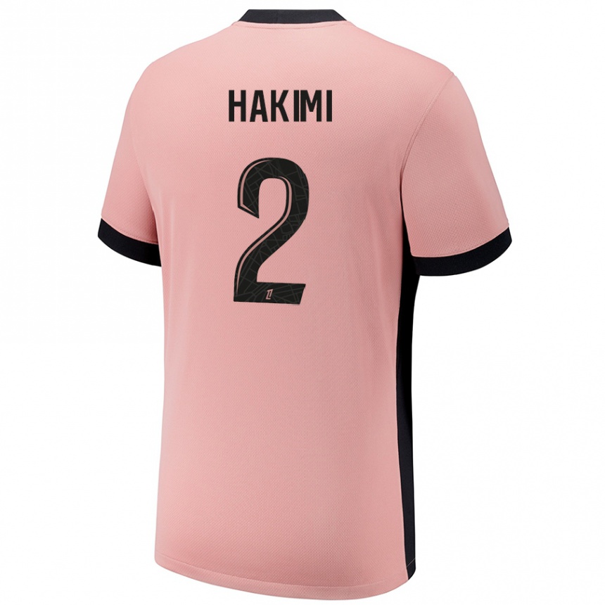 Kids Football Achraf Hakimi #2 Rust Pink Third Jersey 2024/25 T-Shirt