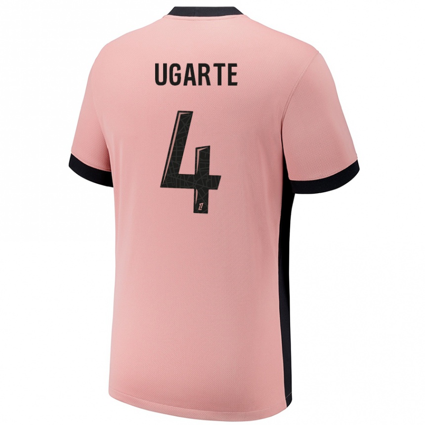 Kids Football Manuel Ugarte #4 Rust Pink Third Jersey 2024/25 T-Shirt