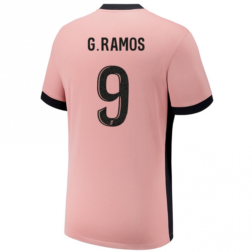 Kids Football Gonçalo Ramos #9 Rust Pink Third Jersey 2024/25 T-Shirt