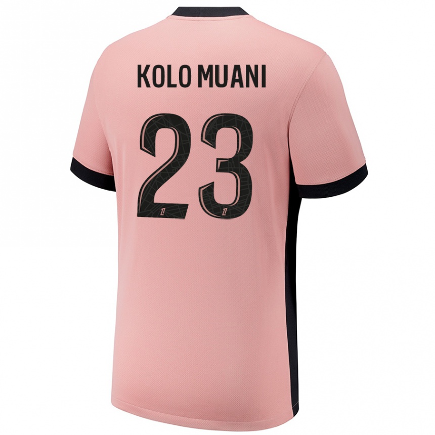 Kids Football Randal Kolo Muani #23 Rust Pink Third Jersey 2024/25 T-Shirt