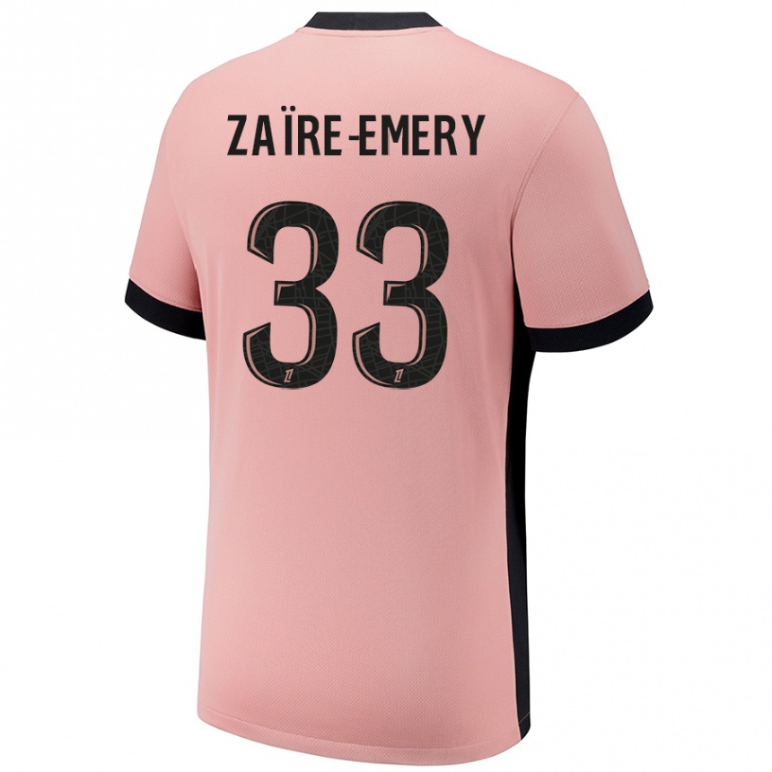 Kids Football Warren Zaire Emery #33 Rust Pink Third Jersey 2024/25 T-Shirt