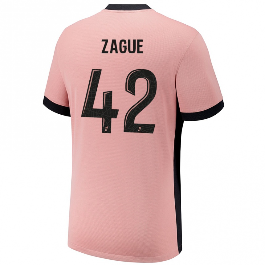 Kids Football Yoram Zague #42 Rust Pink Third Jersey 2024/25 T-Shirt