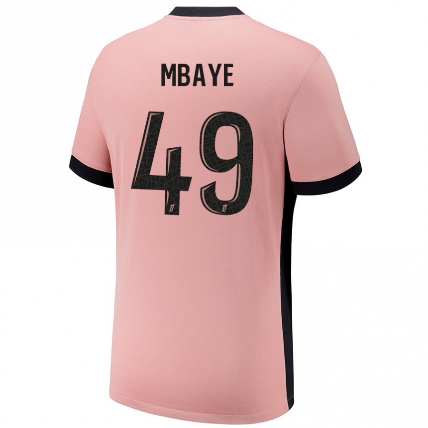 Kids Football Ibrahim Mbaye #49 Rust Pink Third Jersey 2024/25 T-Shirt