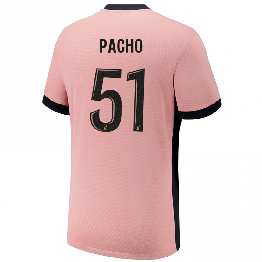 Kids Football Willian Pacho #51 Rust Pink Third Jersey 2024/25 T-Shirt