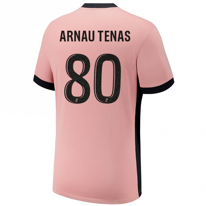 Kids Football Arnau Tenas #80 Rust Pink Third Jersey 2024/25 T-Shirt