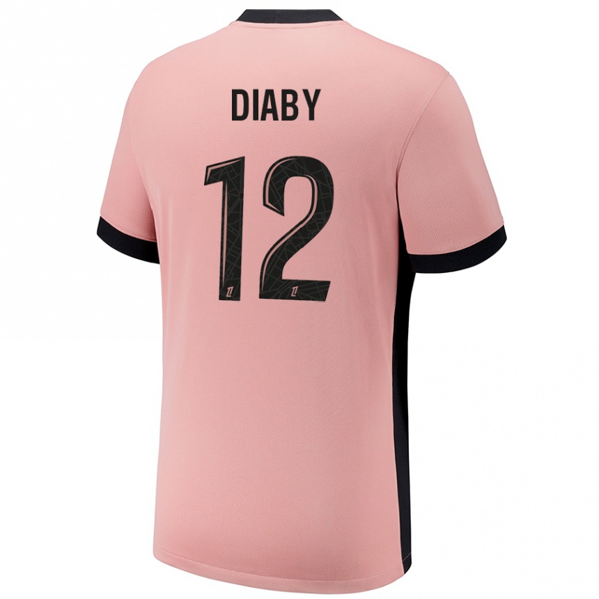 Kids Football Ibrahima Diaby #12 Rust Pink Third Jersey 2024/25 T-Shirt