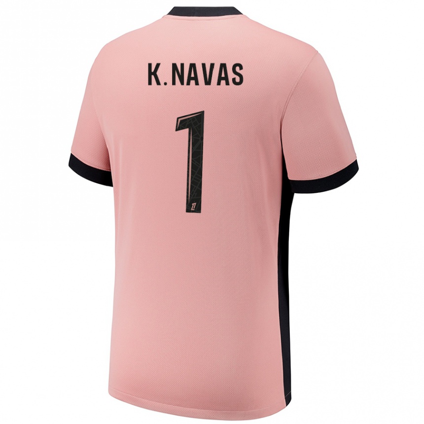 Kids Football Keylor Navas #1 Rust Pink Third Jersey 2024/25 T-Shirt