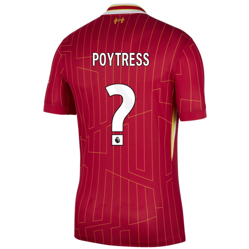 Men Football Jacob Poytress #0 Red Yellow White Home Jersey 2024/25 T-Shirt