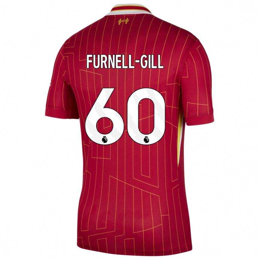 Men Football Luca Furnell-Gill #60 Red Yellow White Home Jersey 2024/25 T-Shirt