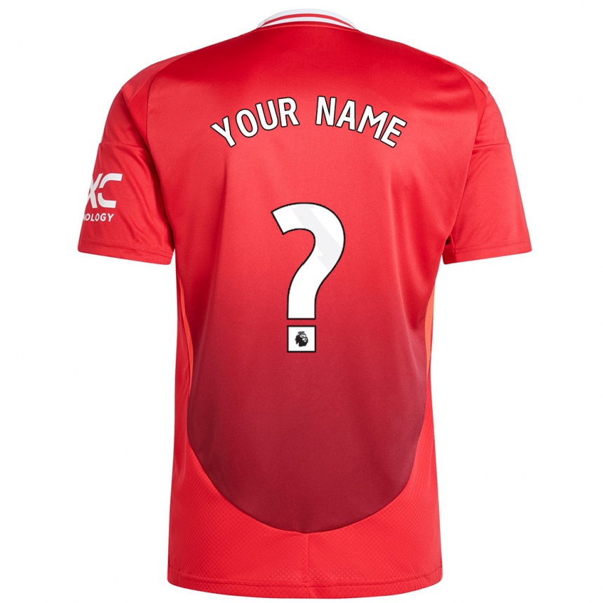 Men Football Your Name #0 Bright Red Home Jersey 2024/25 T-Shirt