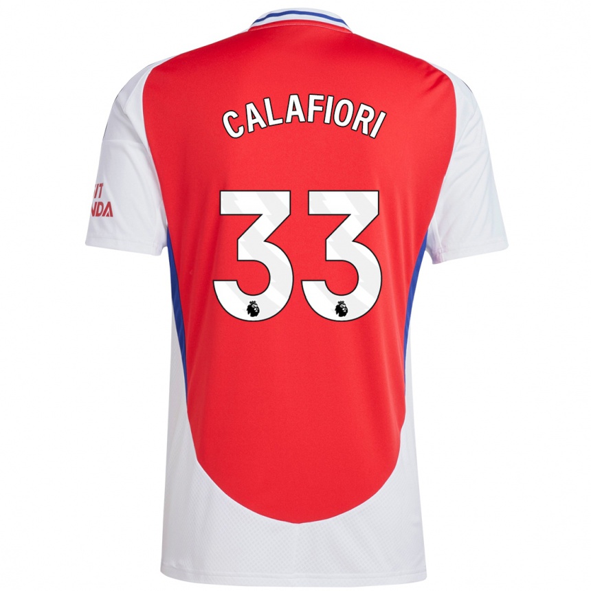 Men Football Riccardo Calafiori #33 Red White Home Jersey 2024/25 T-Shirt