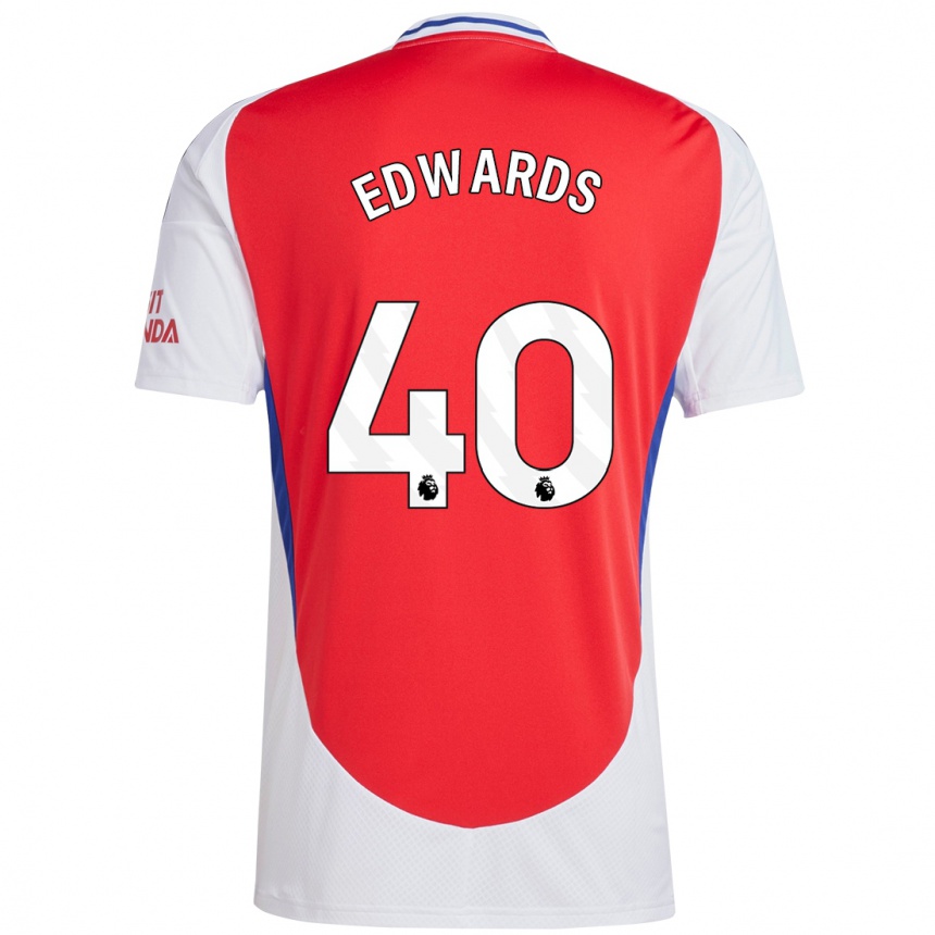 Men Football Khayon Edwards #40 Red White Home Jersey 2024/25 T-Shirt