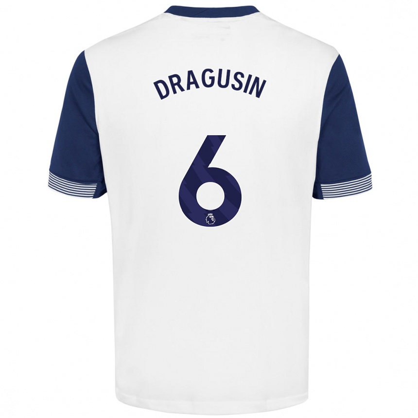 Men Football Radu Drăgușin #6 White Blue Home Jersey 2024/25 T-Shirt