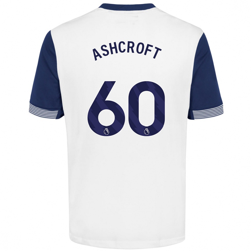 Men Football Tyrell Ashcroft #60 White Blue Home Jersey 2024/25 T-Shirt