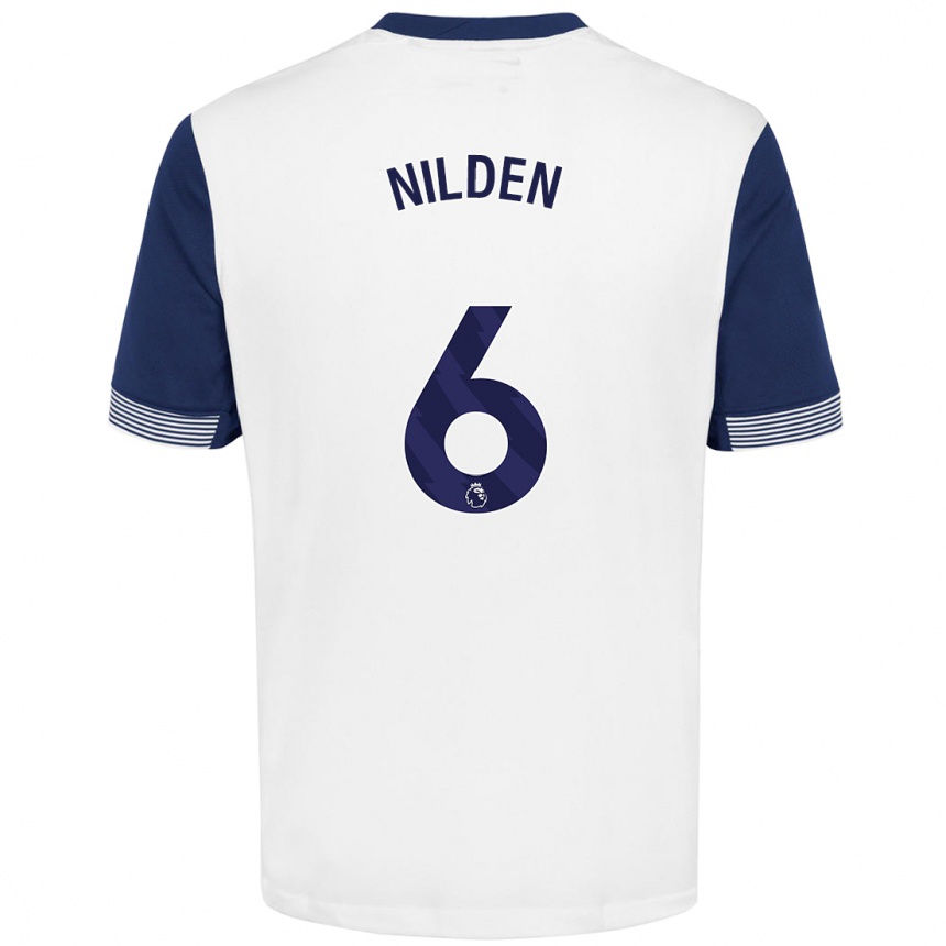 Men Football Amanda Nildén #6 White Blue Home Jersey 2024/25 T-Shirt