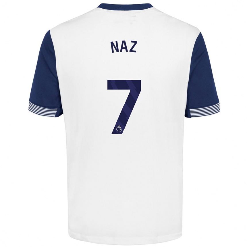 Men Football Jessica Naz #7 White Blue Home Jersey 2024/25 T-Shirt