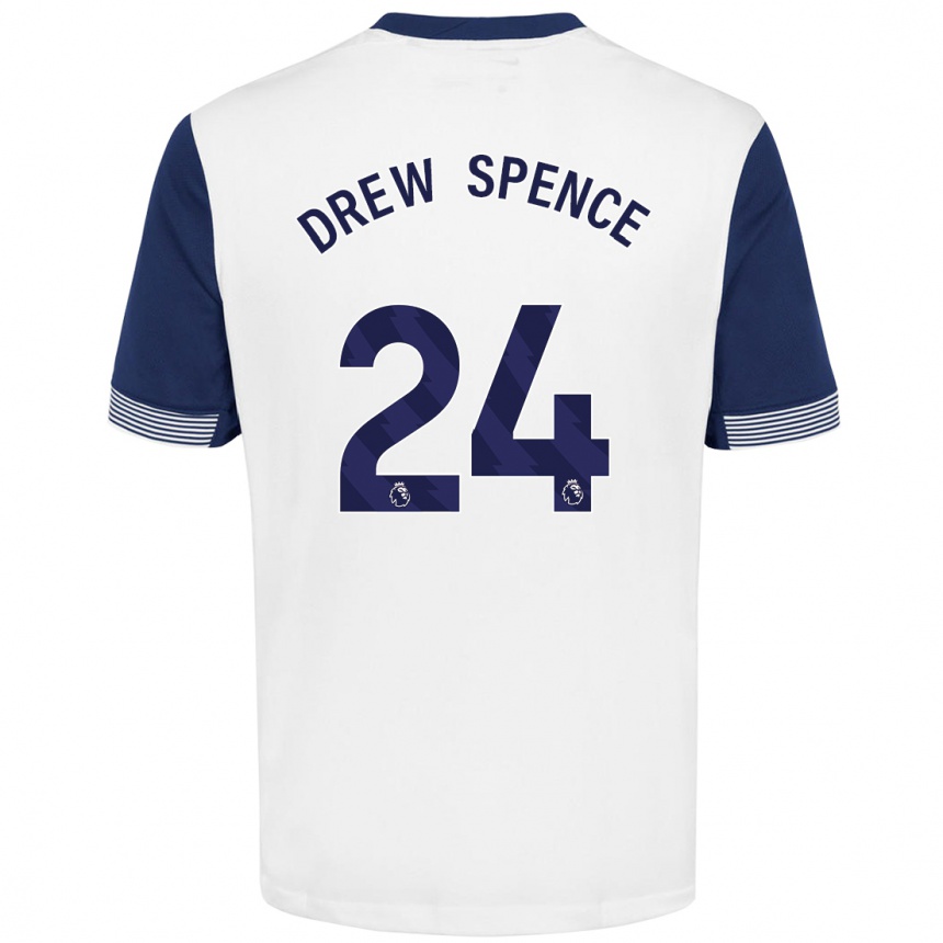 Men Football Drew Spence #24 White Blue Home Jersey 2024/25 T-Shirt