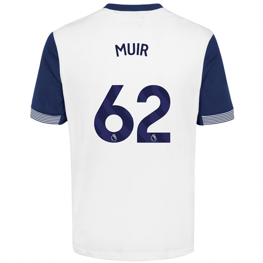 Men Football Marqes Muir #62 White Blue Home Jersey 2024/25 T-Shirt