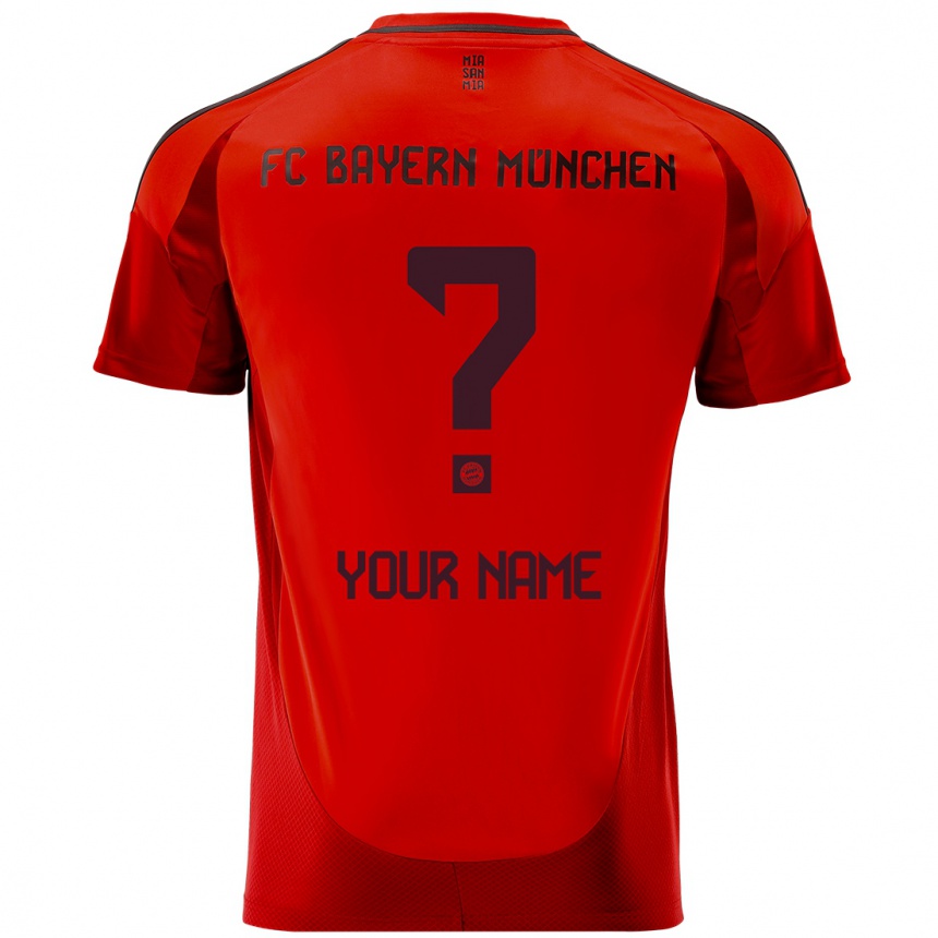 Men Football Your Name #0 Red Home Jersey 2024/25 T-Shirt