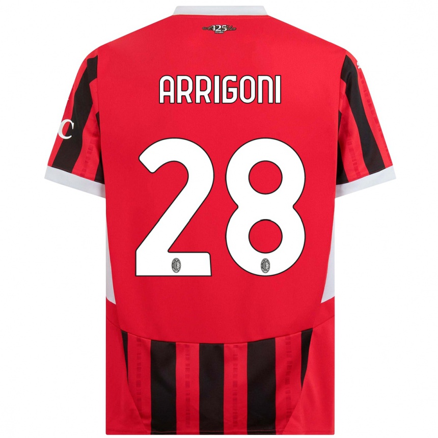 Men Football Giorgia Arrigoni #28 Red Black Home Jersey 2024/25 T-Shirt