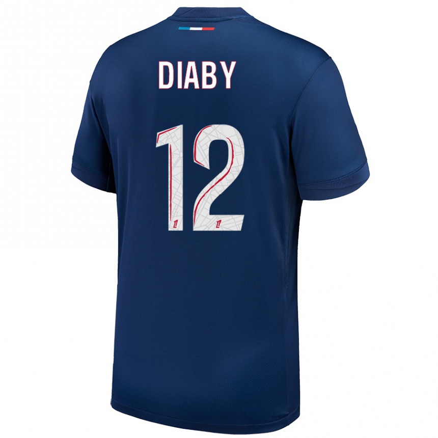 Men Football Ibrahima Diaby #12 Navy Blue White Home Jersey 2024/25 T-Shirt