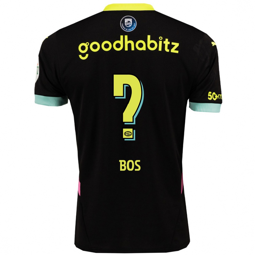 Men Football Floris Bos #0 Black Yellow Away Jersey 2024/25 T-Shirt