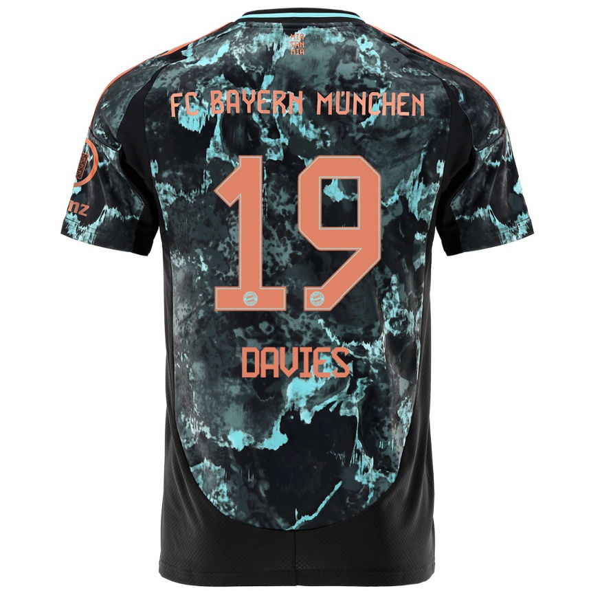 Men Football Alphonso Davies #19 Black Away Jersey 2024/25 T-Shirt